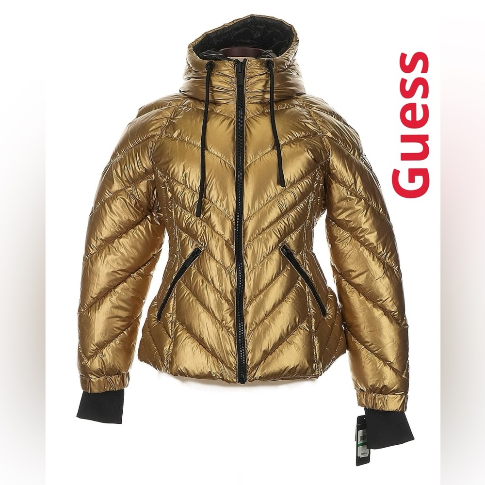 Guess Women's Gold Puffer Jacket. Size L. Retails $250 New!